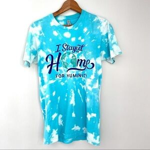 🎯3/$10 I Stayed Home for Humanity Tie-Dye Graphic Tee S